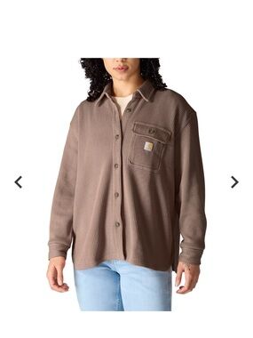 Carhartt Brown Waffle-Knit Button-Up Shirt Jacket